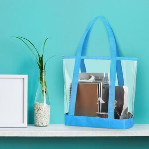 Clear PVC Tote Pack Bag Women Transparent Handbag Zip Purse Stadium Security